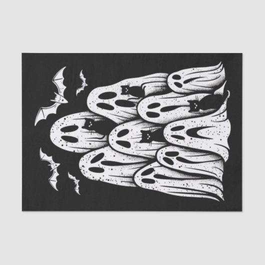 Halloween Ghost Cats Lover Herfst Spooky Season Tissuepapier (Voorkant)