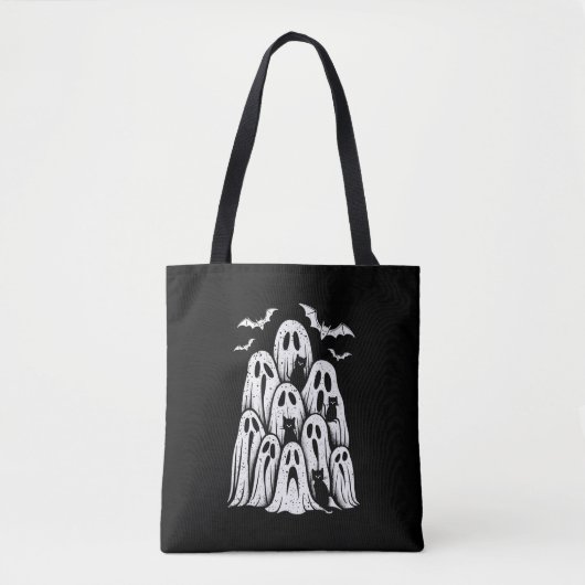 Halloween Ghost Cats Lover Herfst Spooky Season Tote Bag (Voorkant)