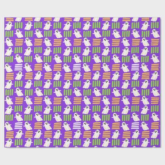Halloween Ghost Checkered Tegel Cadeaupapier (Vlak)