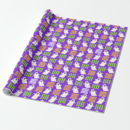 Halloween Ghost Checkered Tegel Cadeaupapier