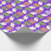 Halloween Ghost Checkered Tegel Cadeaupapier (Hoek)