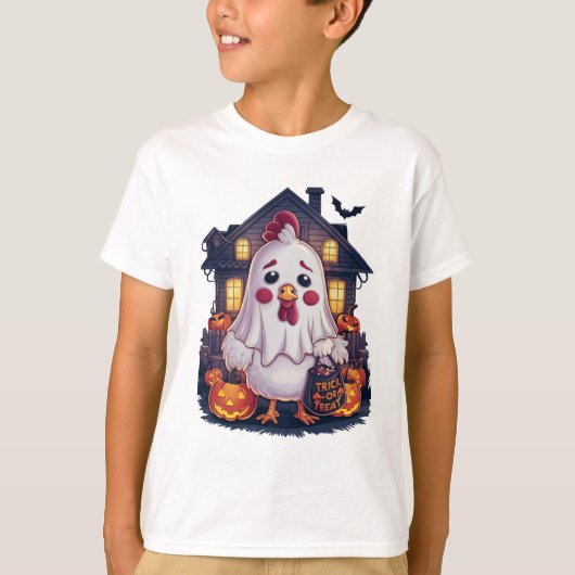 Halloween Ghost Chicken #1 Digitale kunst T-shirt (Voorkant)