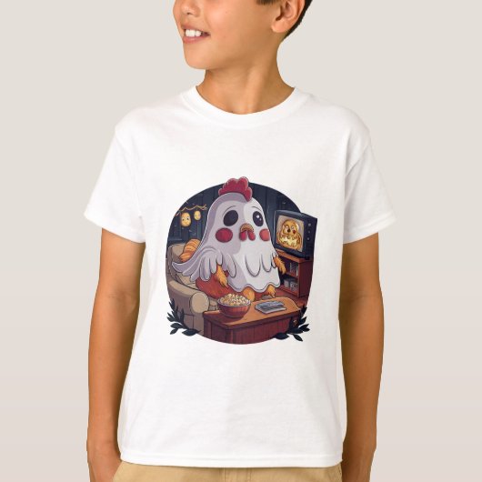 Halloween Ghost Chicken #3 Digitale kunst T-shirt (Voorkant)