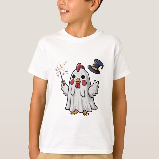 Halloween Ghost Chicken #8 Digitale kunst T-shirt (Voorkant)