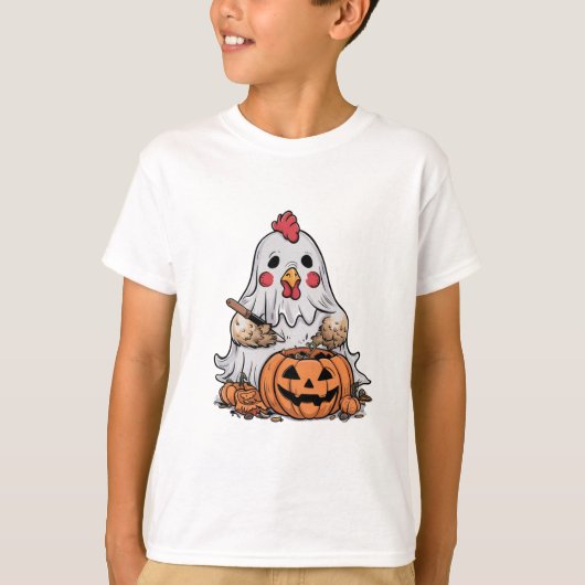 Halloween Ghost Chicken #9 Digitale kunst T-shirt (Voorkant)