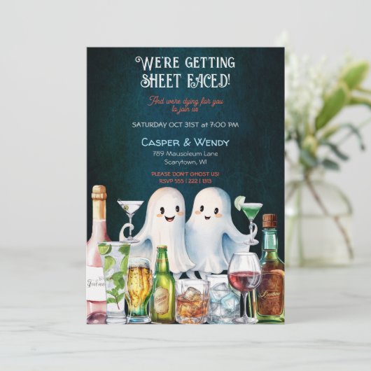 Halloween Ghost Cocktails Kaart (Staand voorkant)