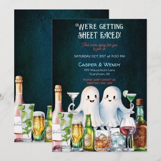 Halloween Ghost Cocktails Kaart (Voorkant / Achterkant)
