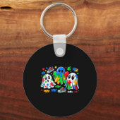 Halloween Ghost Colorful Puzzle Ribbon Autism Awar Sleutelhanger (Voorkant)