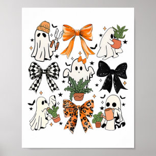 Halloween Ghost Coquette Bow Floral Plant Tree Lov Poster