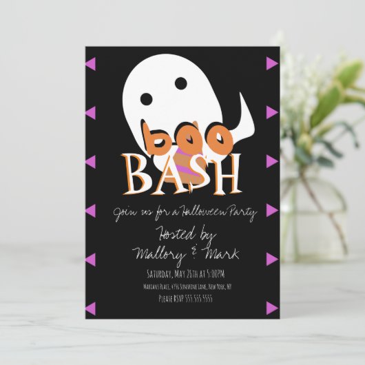 Halloween Ghost Costume Party Boo Bash Uitnodiging (Staand voorkant)