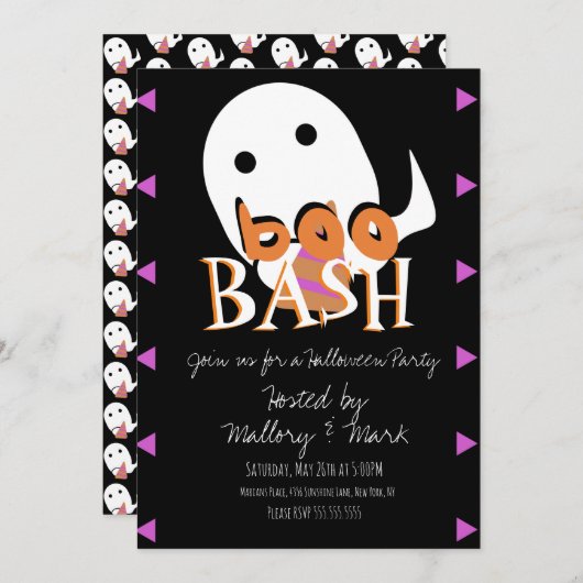 Halloween Ghost Costume Party Boo Bash Uitnodiging (Voorkant / Achterkant)