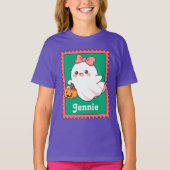 Halloween Ghost Cute Coquette Bow Custom Name T-shirt (Voorkant)