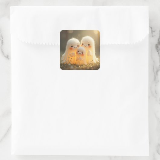 Halloween Ghost Cuties Vierkante Sticker (Tas)