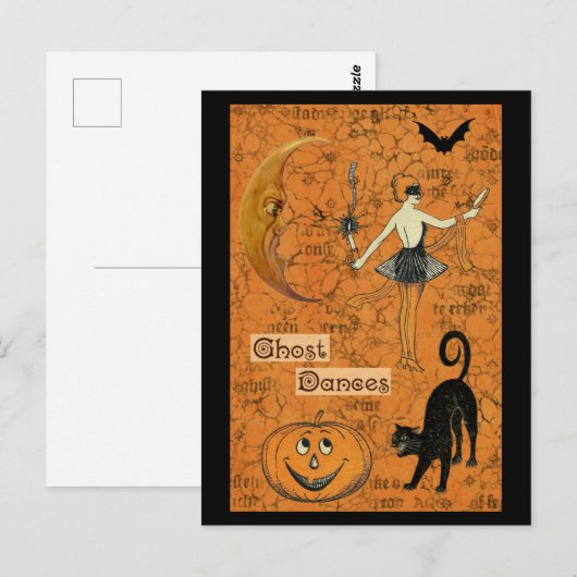 Halloween Ghost Dances Scary Moon Briefkaart (Voorkant / Achterkant)