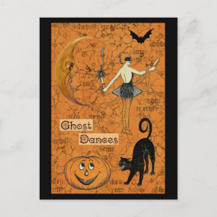 Halloween Ghost Dances Scary Moon Briefkaart