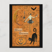 Halloween Ghost Dances Scary Moon Briefkaart (Voorkant)