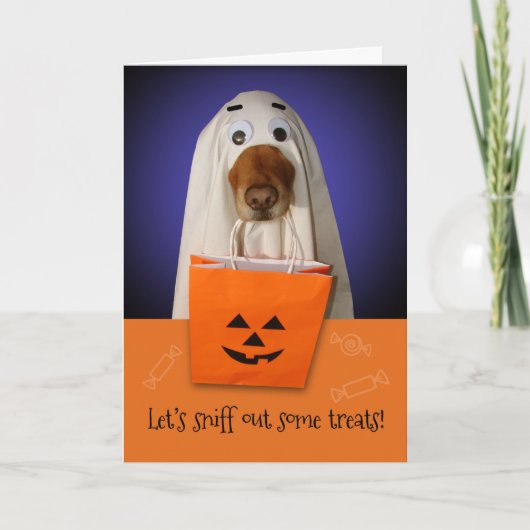 Halloween Ghost Dog, Sniff Out Treats Kaart (Voorkant)