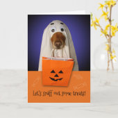Halloween Ghost Dog, Sniff Out Treats Kaart (Gele Bloem)
