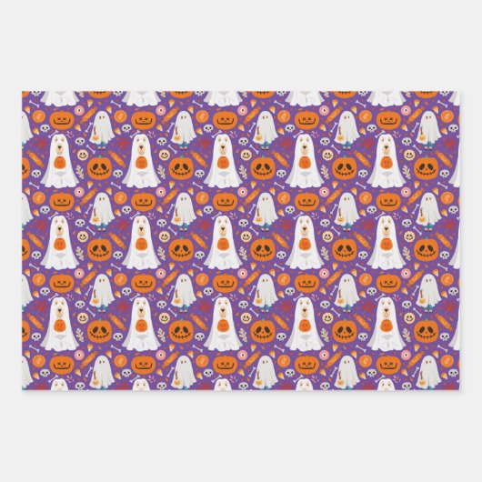 Halloween Ghost Dog Wrapping Paper Set van 3 (Voorkant)
