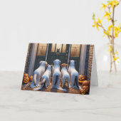 Halloween Ghost Dogs Trick-or-Treating Kaart (Gele Bloem)