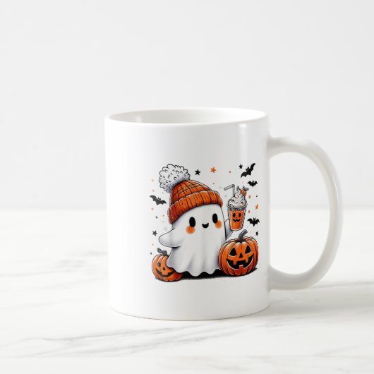Halloween Ghost Drink Coffee Ghost Ice Coffee M Koffiemok (Rechts)