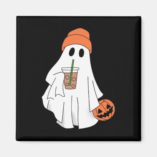 Halloween Ghost Drink Coffee Ghost Ice Coffee M Magneet (Voorkant)