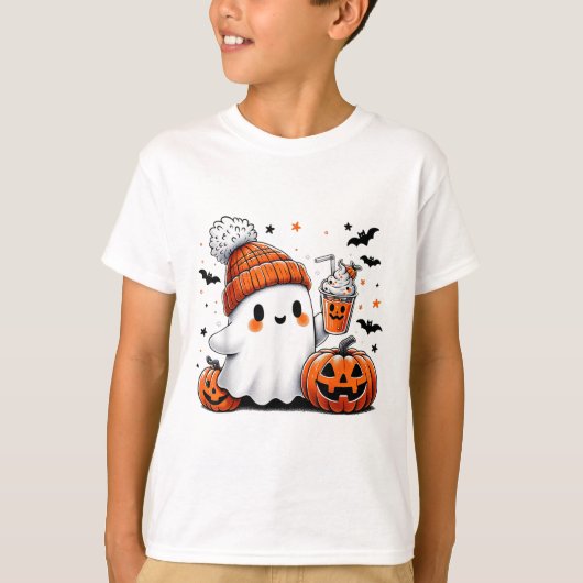 Halloween Ghost Drink Coffee Ghost Ice Coffee M T-shirt (Voorkant)