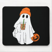 Halloween Ghost Drinking Coffee Ghost Ice Coffee M Muismat (Voorkant)