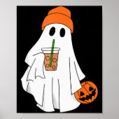 Halloween Ghost Drinking Coffee Ghost Ice Coffee M Poster (Voorkant)