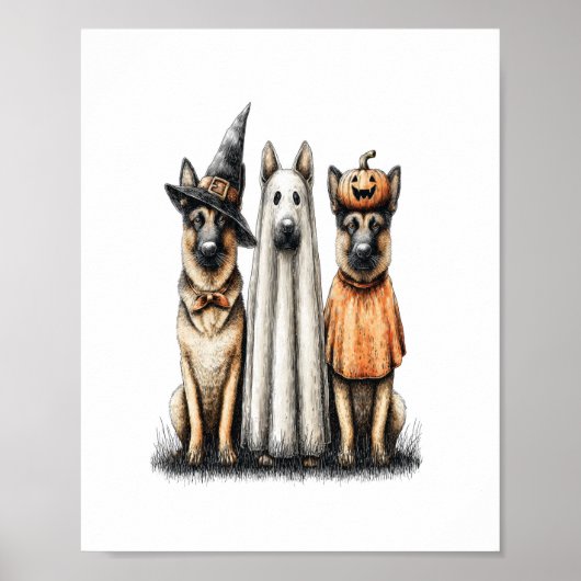Halloween Ghost Duitse herdershond Poster (Voorkant)