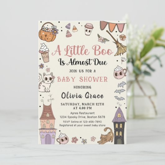 Halloween Ghost Een klein boe is te wijten aan Bab Kaart (Staand voorkant)