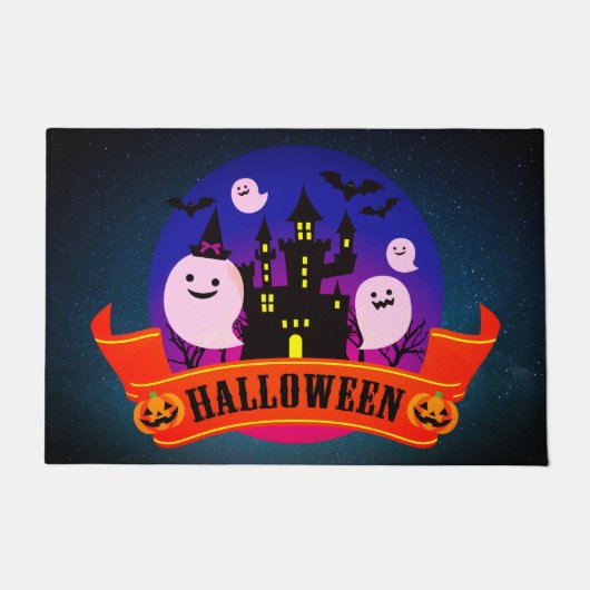 Halloween Ghost en Bats Doormat Deurmat (Voorkant)