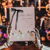 Halloween Ghost en Black Bow Baby shower voor meis Kaart