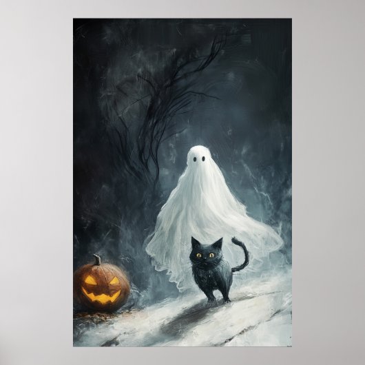 Halloween Ghost en Black Cat Poster (Voorkant)