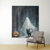 Halloween Ghost en Black Cat Wandkleed (In situ)