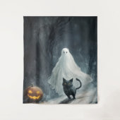 Halloween Ghost en Black Cat Wandkleed (Voorkant)
