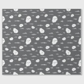 Halloween Ghost en Cloud Donkergrijs inpakpapier (Vlak)