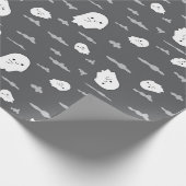 Halloween Ghost en Cloud Donkergrijs inpakpapier (Hoek)