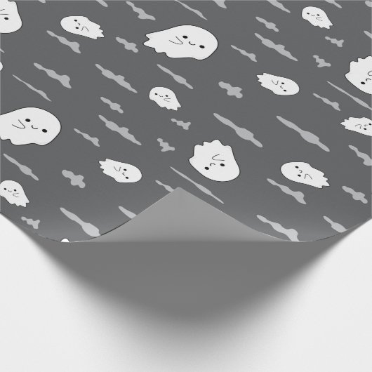 Halloween Ghost en Cloud Donkergrijs inpakpapier (Hoek)