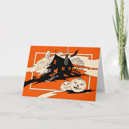  Halloween Ghost en Haunted House Card Kaart (Voorkant)