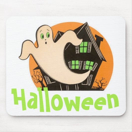 Halloween Ghost en Haunted House Muismat (Voorkant)