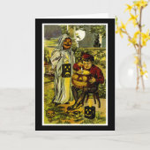 Halloween Ghost en Jack-o-Lantern Kaart (Gele Bloem)