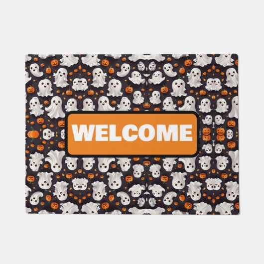 Halloween Ghost en Pompoen Deurmat (Voorkant)