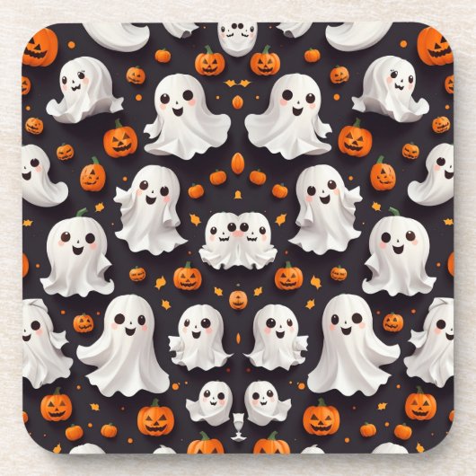 Halloween Ghost en Pompoen Drank Coaster Bier Onderzetter (Voorkant)