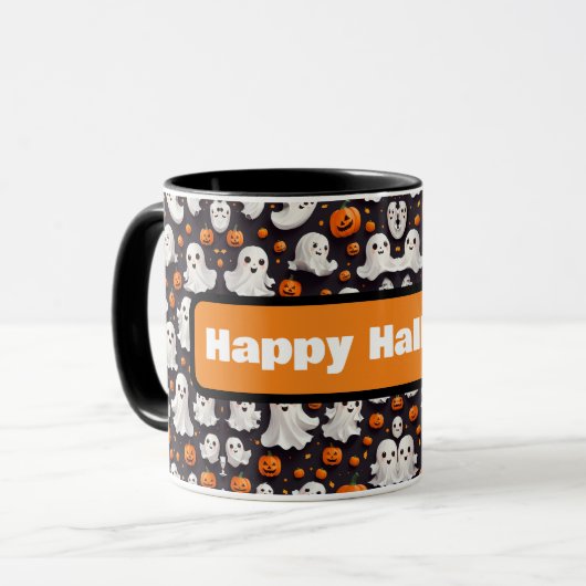 Halloween Ghost en Pompoen Koffie Mok (Voorkant links)