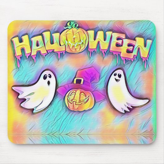 Halloween Ghost en Pumpkins Muismat (Voorkant)