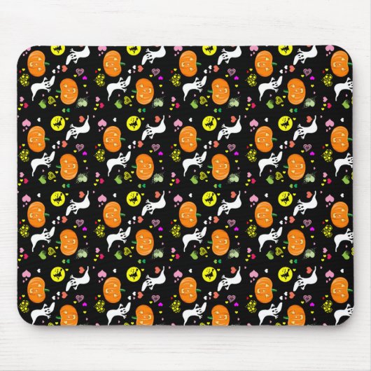 Halloween Ghost en Pumpkins Muismat (Voorkant)