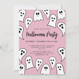 Halloween Ghost Feestje roze  Kaart