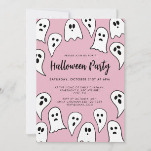 Halloween Ghost Feestje roze Kaart