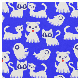 Halloween Ghost Ferret Dog Blue Stof